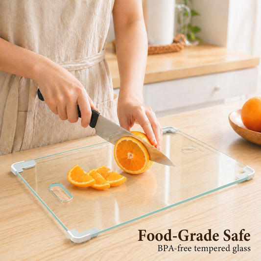16x12 Clear Tempered Glass Cutting Board for Kitchen, Dishwasher Safe