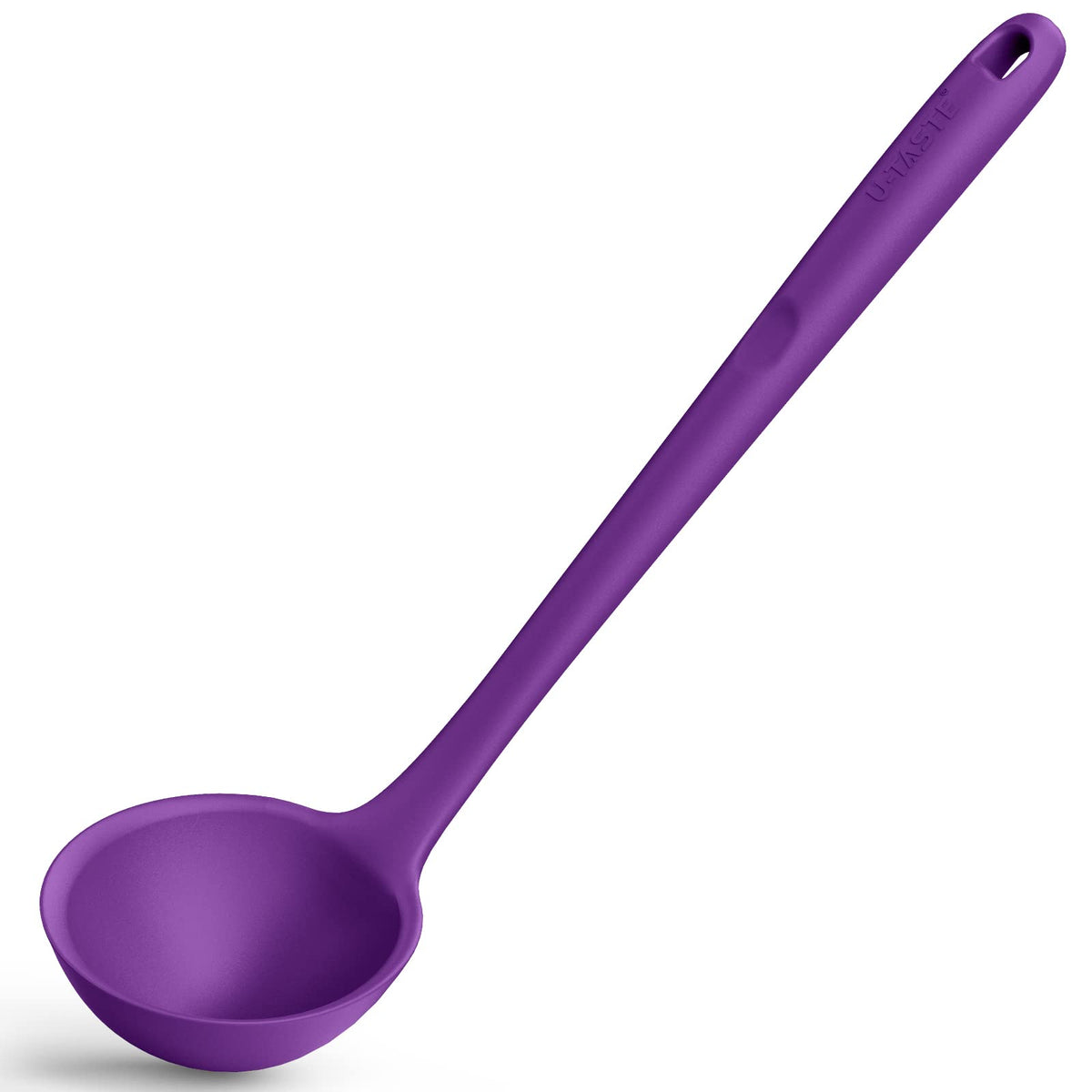13 inch Silicone Soup Ladle: U-Taste 600ºF Heat Resistant 4 oz Large Non-stick Seamless Rubber Kitchen Deep Serving Spoon with Non-slip Solid Long Handle for Cooking Sauce/Stews/Gravies (Aqua Sky)