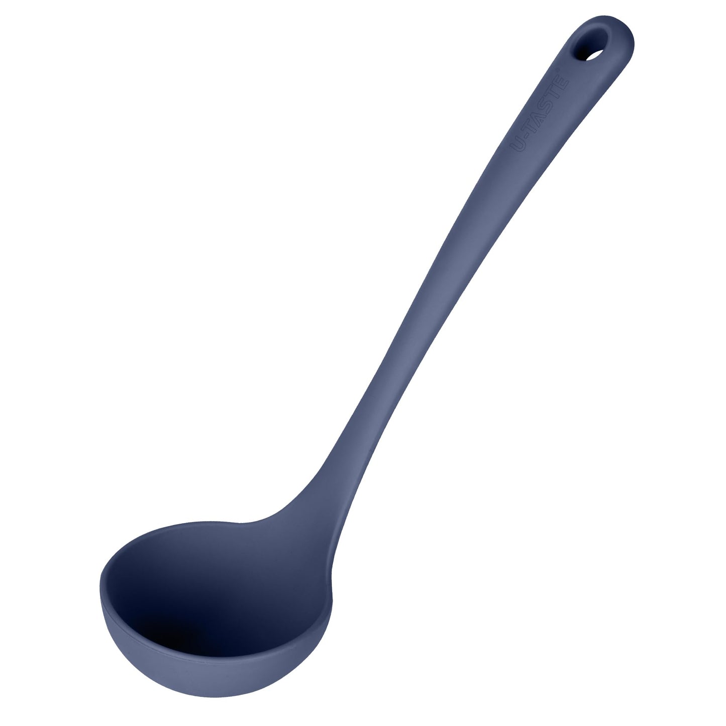 13 inch Silicone Soup Ladle: U-Taste 600ºF Heat Resistant 4 oz Large Non-stick Seamless Rubber Kitchen Deep Serving Spoon with Non-slip Solid Long Handle for Cooking Sauce/Stews/Gravies (Aqua Sky)