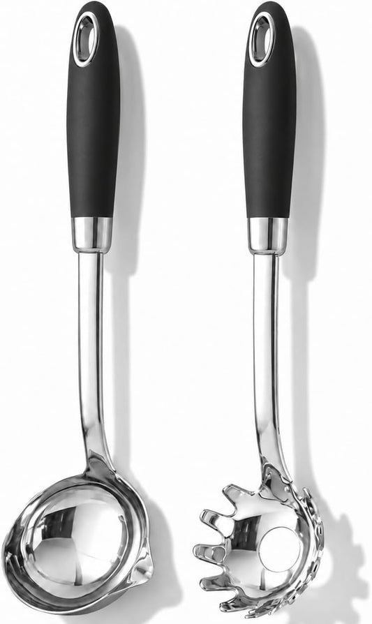 18/10 Stainless Steel Soup Ladle and Pasta Server Set, 2-Piece