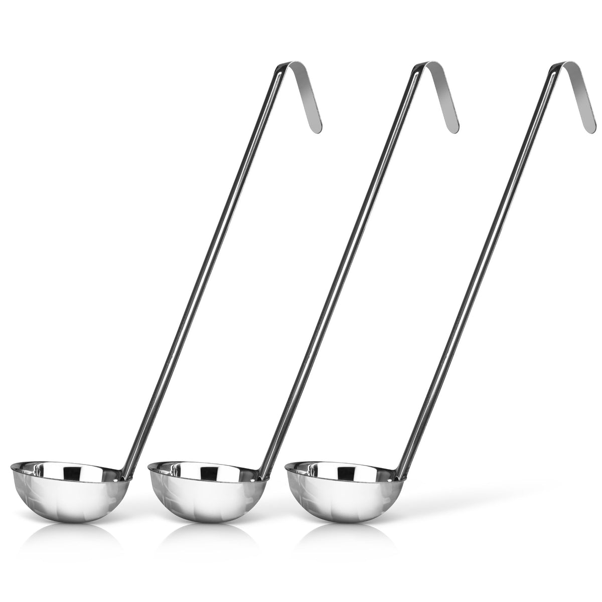 3-Pack Stainless Steel Soup Ladles, 4 oz Heat Resistant Serving Spoons