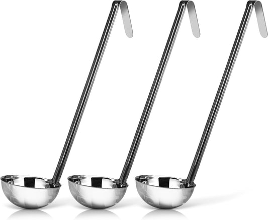 3-Pack Stainless Steel Soup Ladles, 4 oz Heat Resistant Serving Spoons