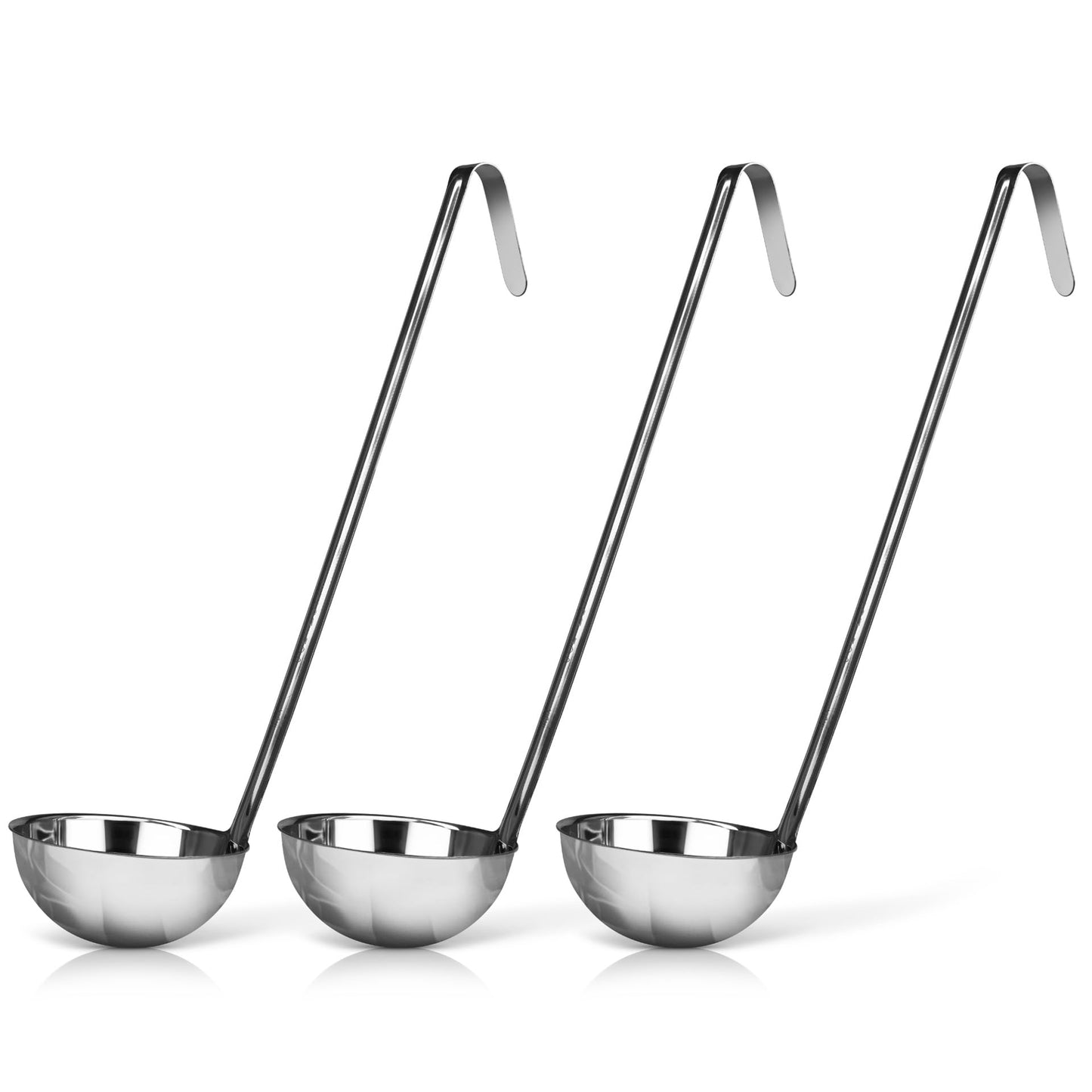 3-Pack Stainless Steel Soup Ladles, 4 oz Heat Resistant Serving Spoons