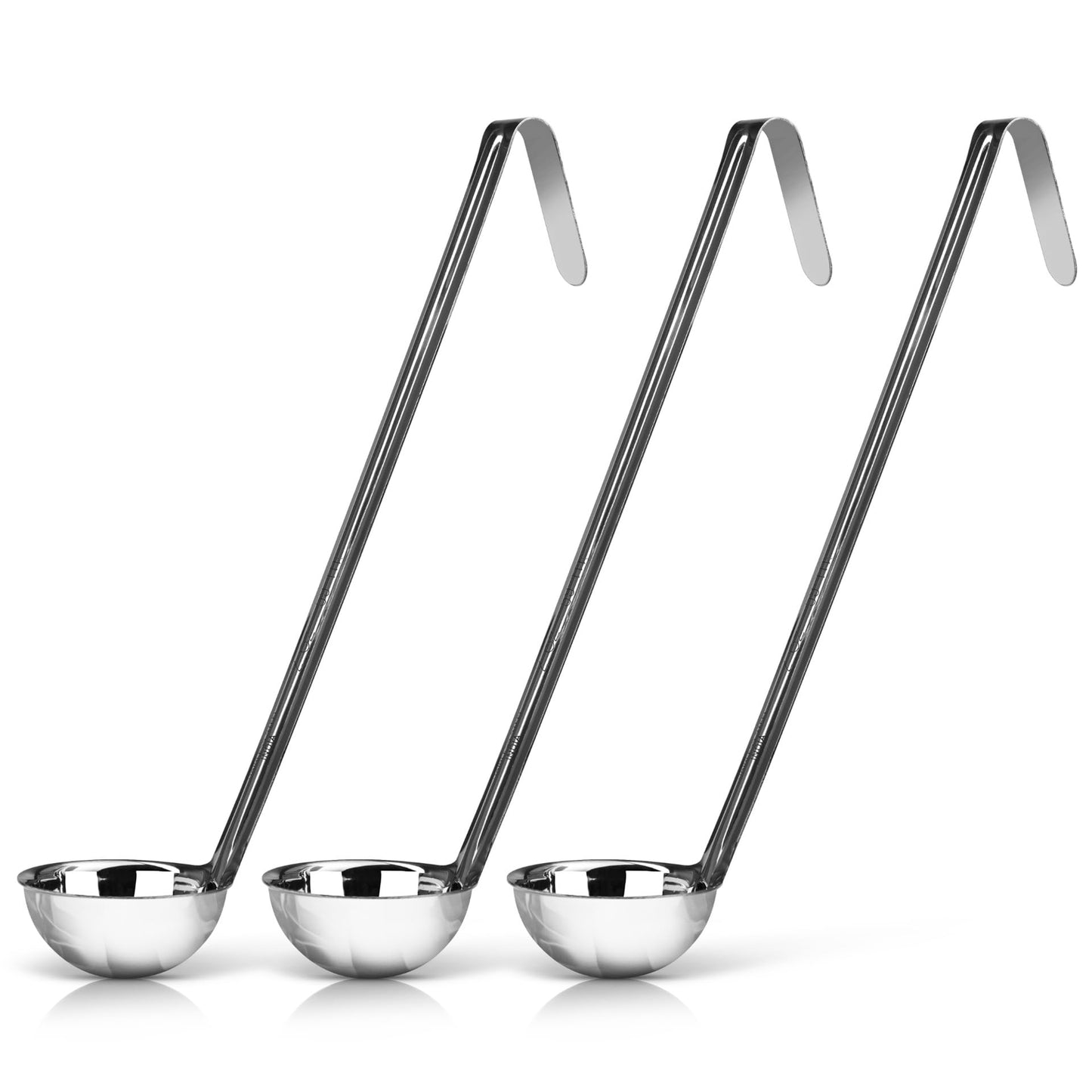 3-Pack Stainless Steel Soup Ladles, 4 oz Heat Resistant Serving Spoons
