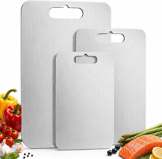 100% Pure Titanium Cutting Board Set of 3, Dishwasher Safe Kitchen Boards