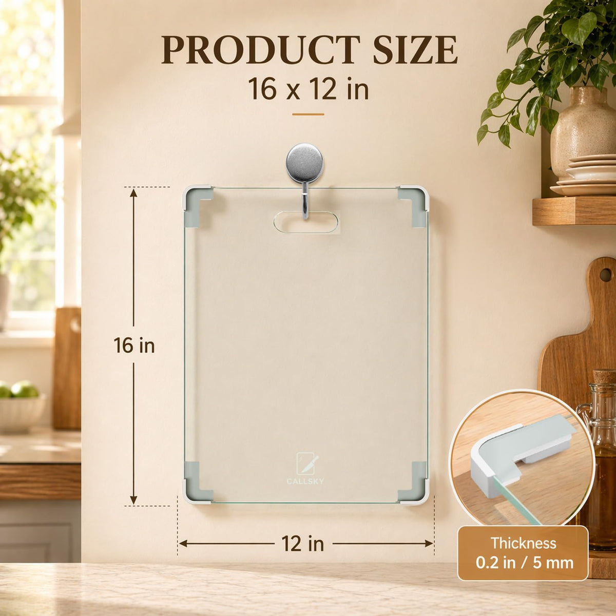 16x12 Clear Tempered Glass Cutting Board for Kitchen, Dishwasher Safe