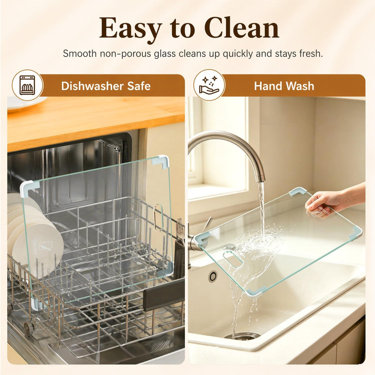 16x12 Clear Tempered Glass Cutting Board for Kitchen, Dishwasher Safe