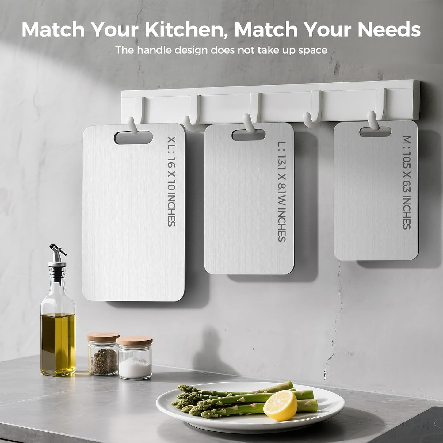 100% Pure Titanium Cutting Board Set of 3, Dishwasher Safe Kitchen Boards