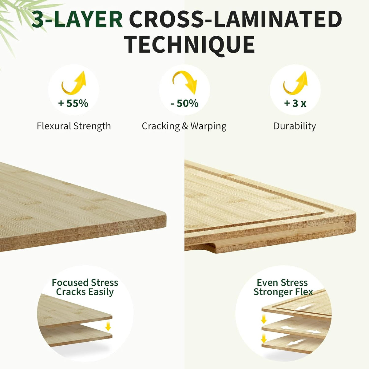24"X18" Bamboo Cutting Boards for Kitchen, Extra Large Wood Cutting Board with Deep Juice Groove & Handle