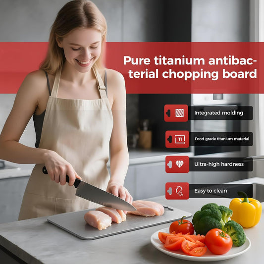100% Pure Titanium Cutting Board Set of 3, Dishwasher Safe Kitchen Boards