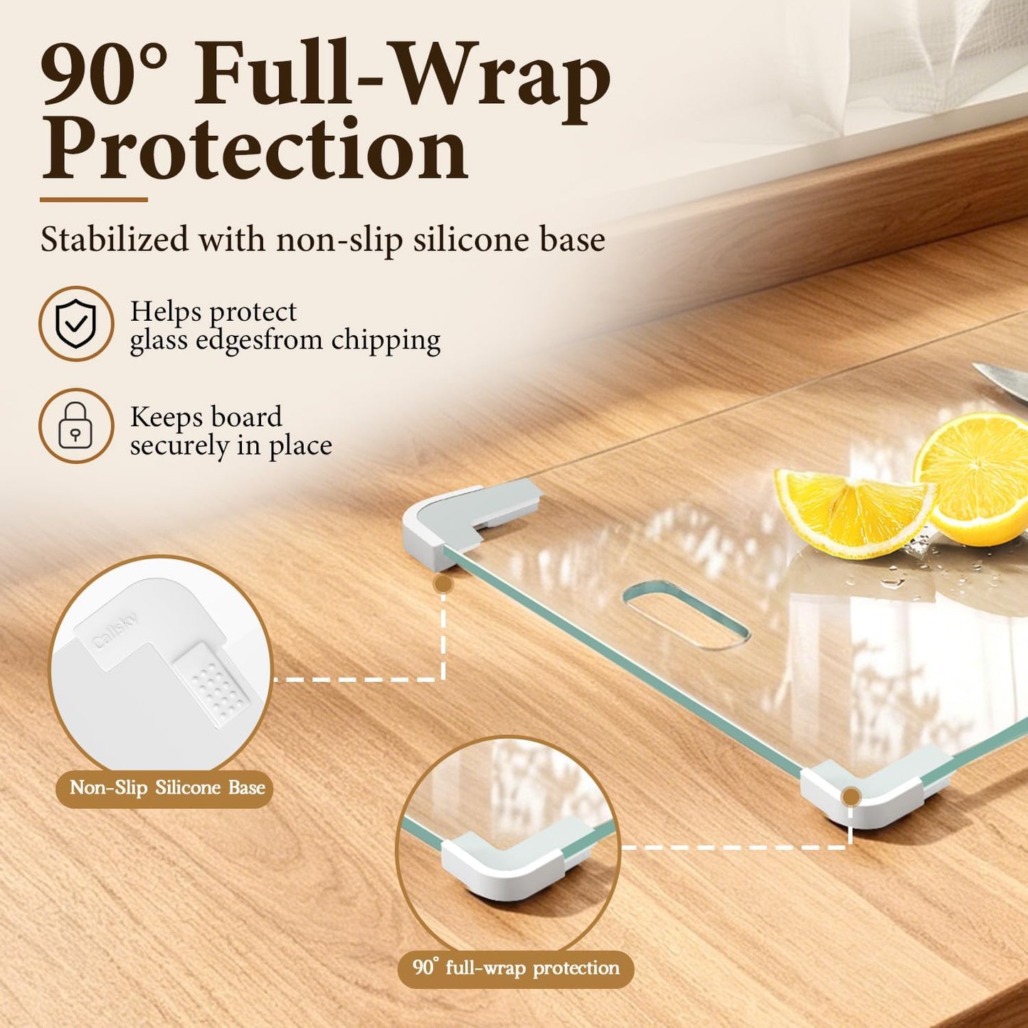 16x12 Clear Tempered Glass Cutting Board for Kitchen, Dishwasher Safe