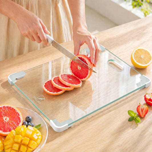 16x12 Clear Tempered Glass Cutting Board for Kitchen, Dishwasher Safe