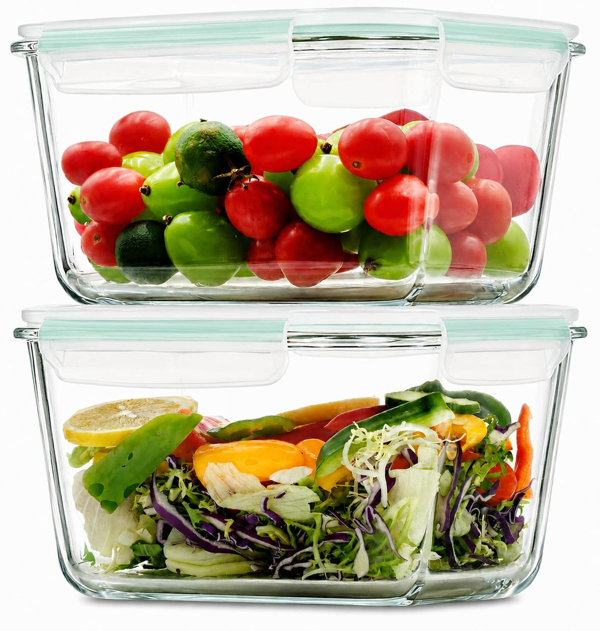 2 Pack Large Glass Storage Containers with Lids 85oz/10.5cup Big Airtight Glass Food Storage Containers for Rotisserie Chicken Watermelon Meal Prep, BPA Free, Freezer Dishwasher Oven Safe