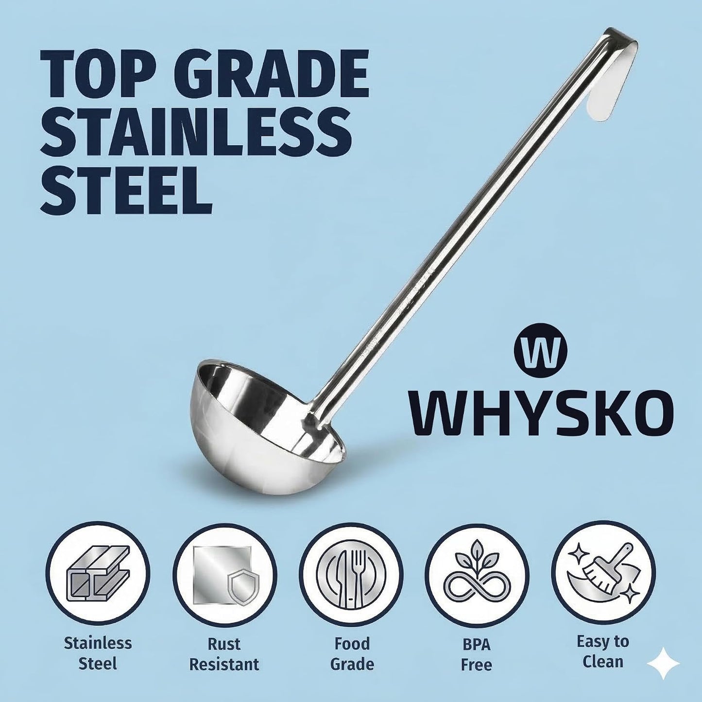 3-Pack Stainless Steel Soup Ladles, 4 oz Heat Resistant Serving Spoons