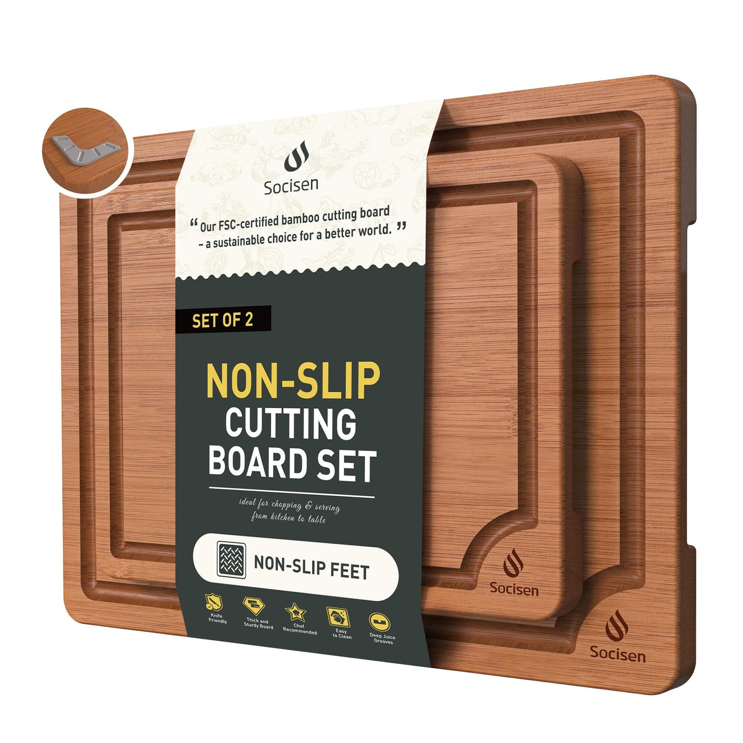 3 Packs Bamboo Cutting Board Set with Non Slip Feet Holder and Over Sink Nice Solid Thick Wood Juice Groove Chopping Board Extra Large Big Small Best Hardwood Kitchen Organic Vegetable Meat BBQ Kit