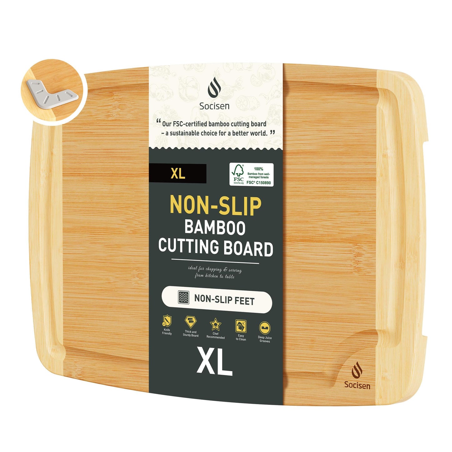 3 Packs Bamboo Cutting Board Set with Non Slip Feet Holder and Over Sink Nice Solid Thick Wood Juice Groove Chopping Board Extra Large Big Small Best Hardwood Kitchen Organic Vegetable Meat BBQ Kit
