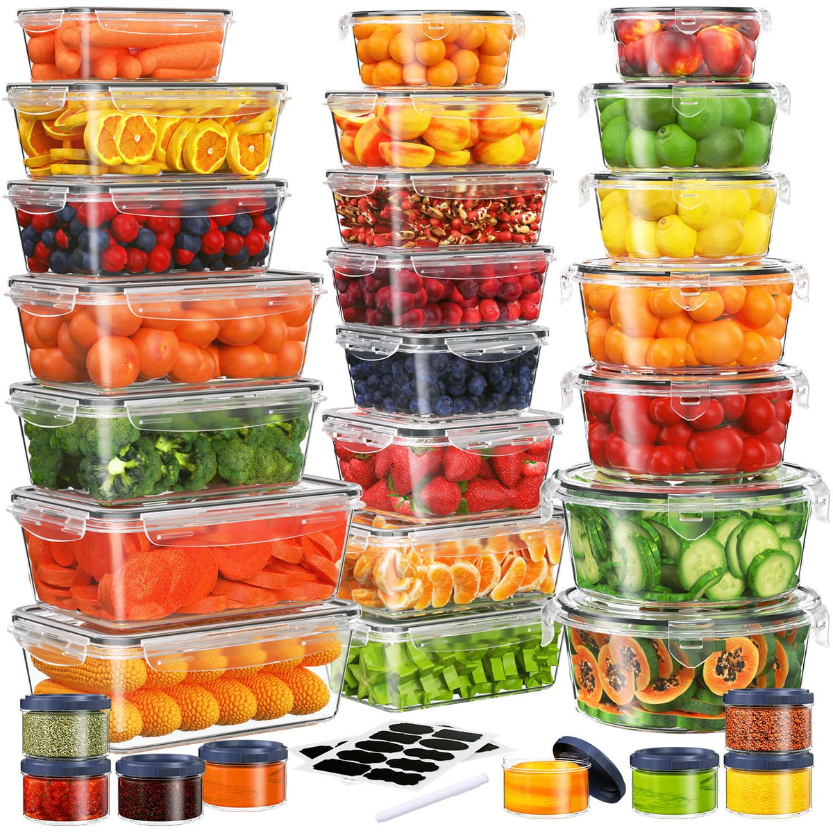 28 Pieces Food Storage Containers with Lids EXTRA LARGE Freezer Containers for Food BPA-Free Meat Fruit Vegetables Plastic Containers with lids Storage Airtight Leak-Proof Food Boxes for Kitchen
